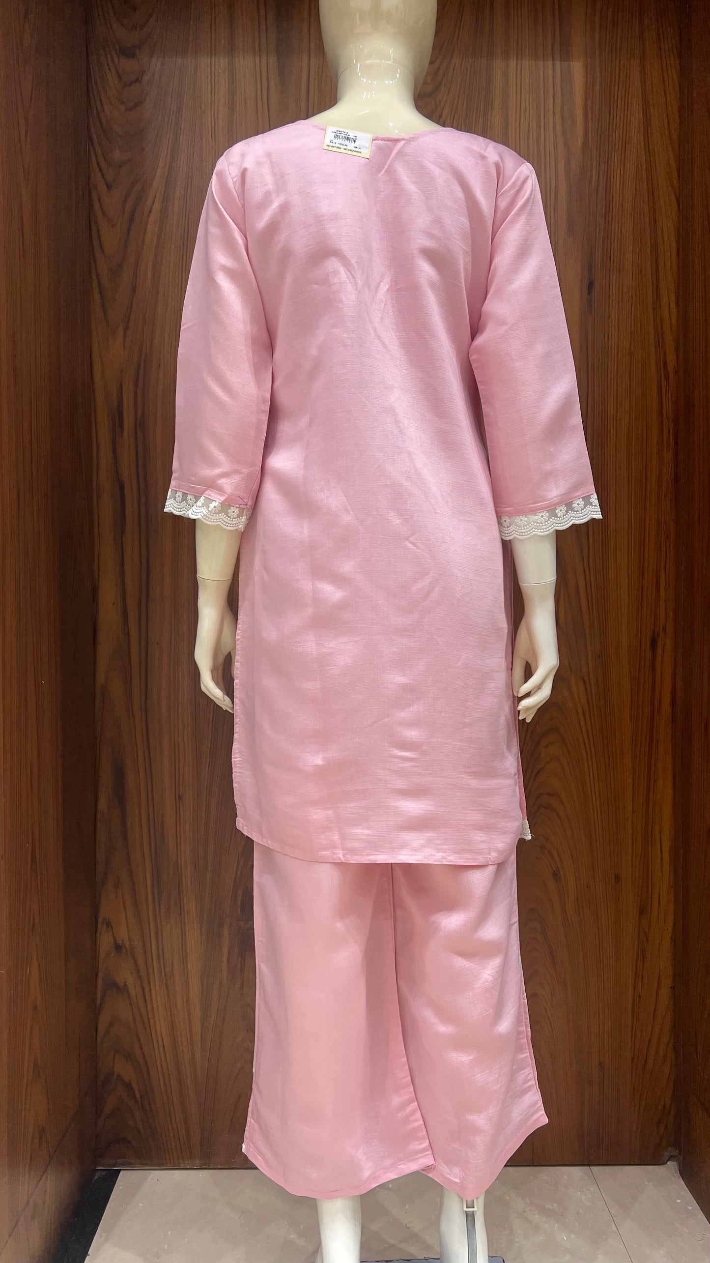 "Rose Petal" - Elegant Pink Embroidered Cord Set