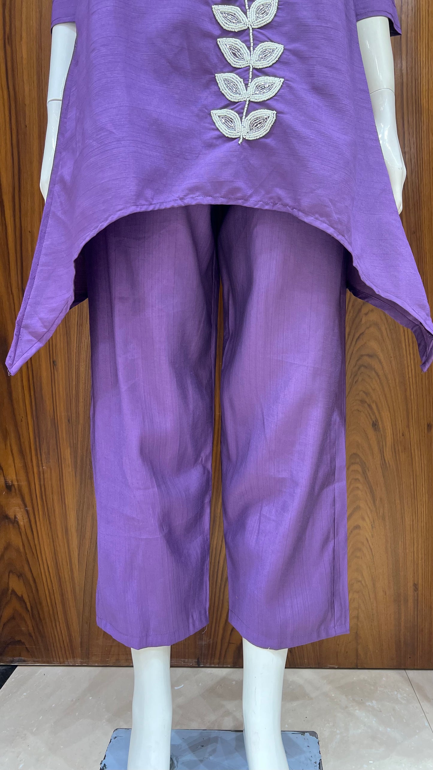 "Violet Vine" - Asymmetrical Embroidered Co-ord Set