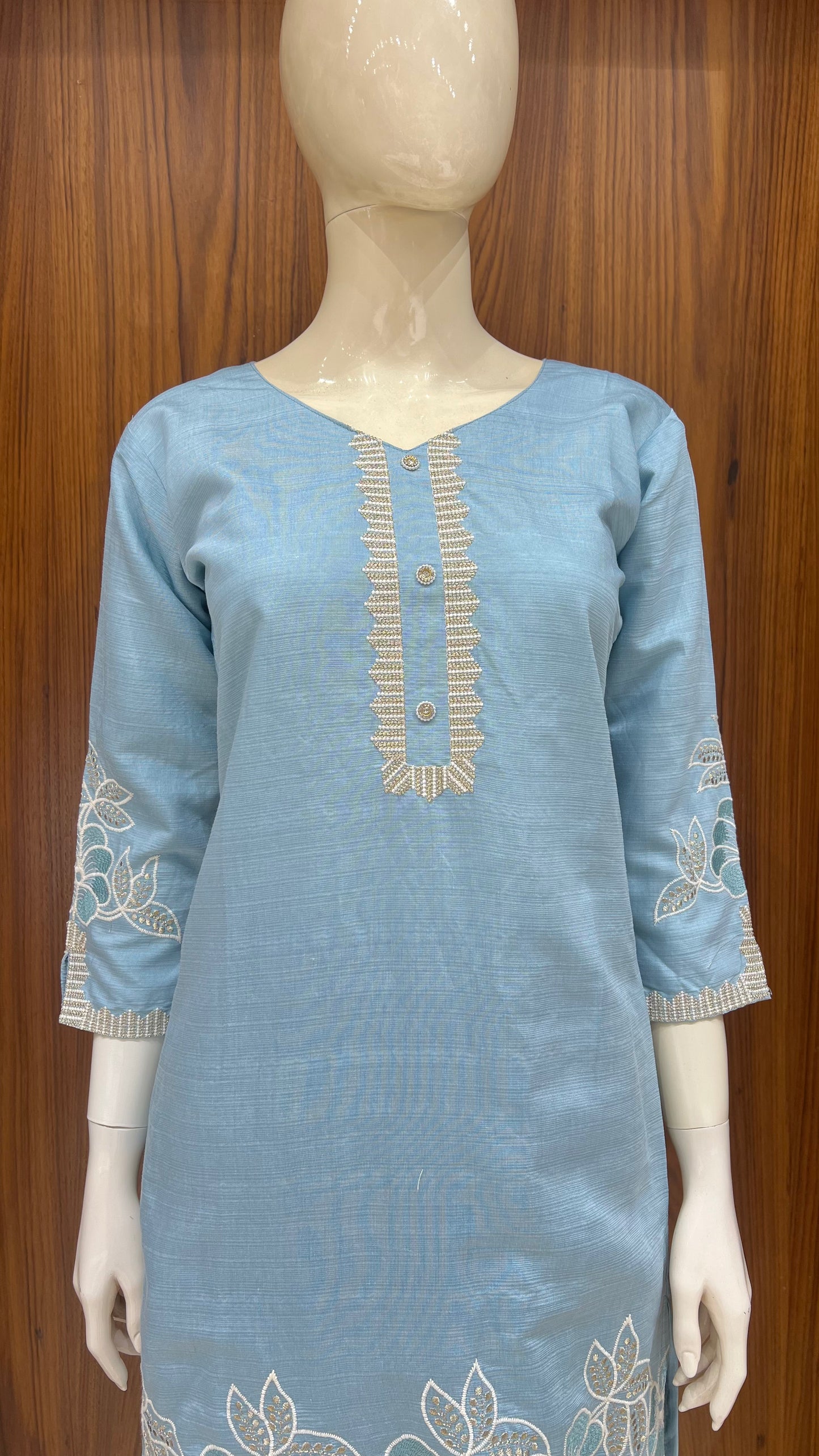 "Serene Sky" - Floral Cutwork Co-ord Set