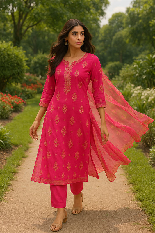 Pink suit with dupatta