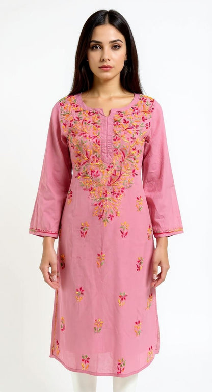 Blush Pink Embroidered Floral Kurta