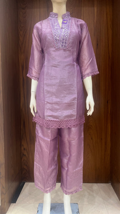 "Royal Mauve" - Embellished Crushed cord Set