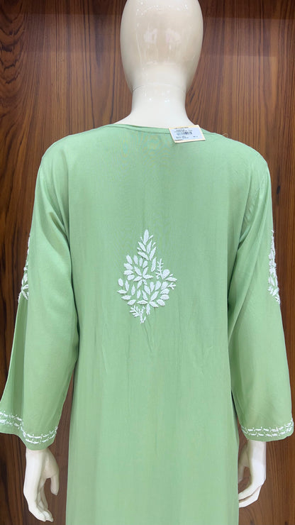 Elegant Pistachio Green Hand-Embroidered Chikankari Kurti