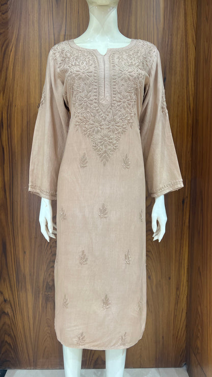 cream beige Floral Embroidered Kurta