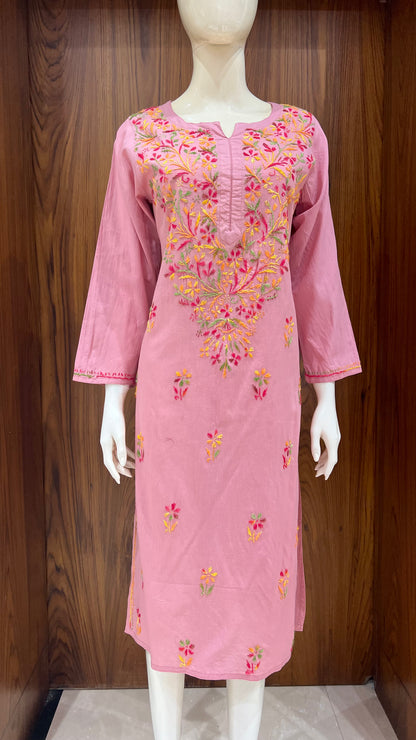 Blush Pink Embroidered Floral Kurta