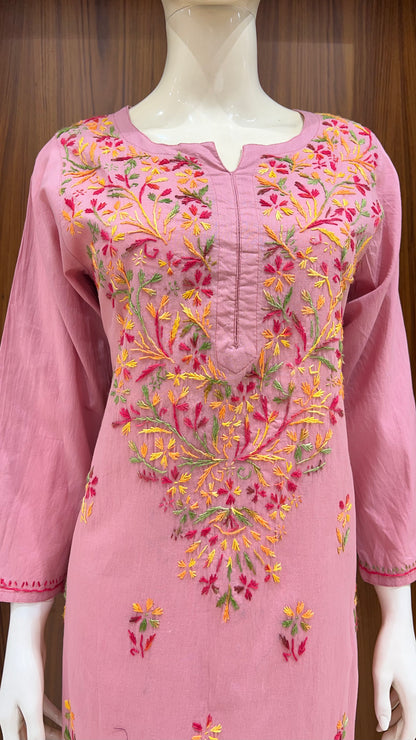 Blush Pink Embroidered Floral Kurta