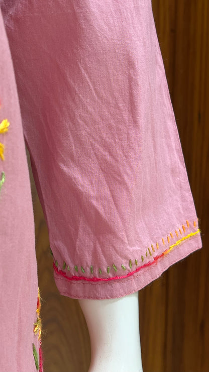 Blush Pink Embroidered Floral Kurta