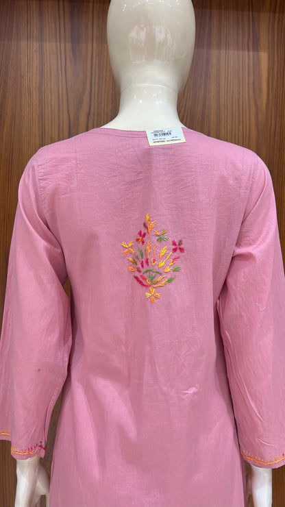 Blush Pink Embroidered Floral Kurta