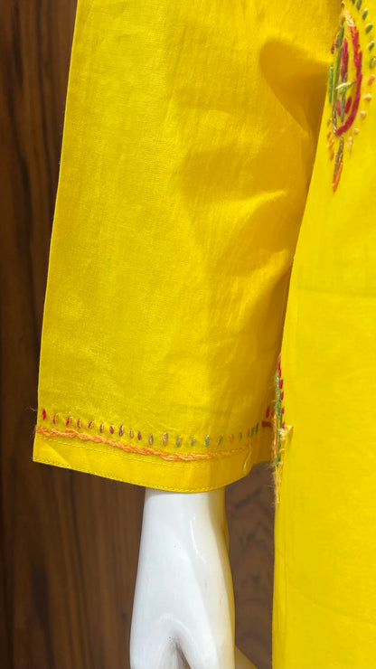 Sunshine Yellow Multicolor Embroidered Kurta