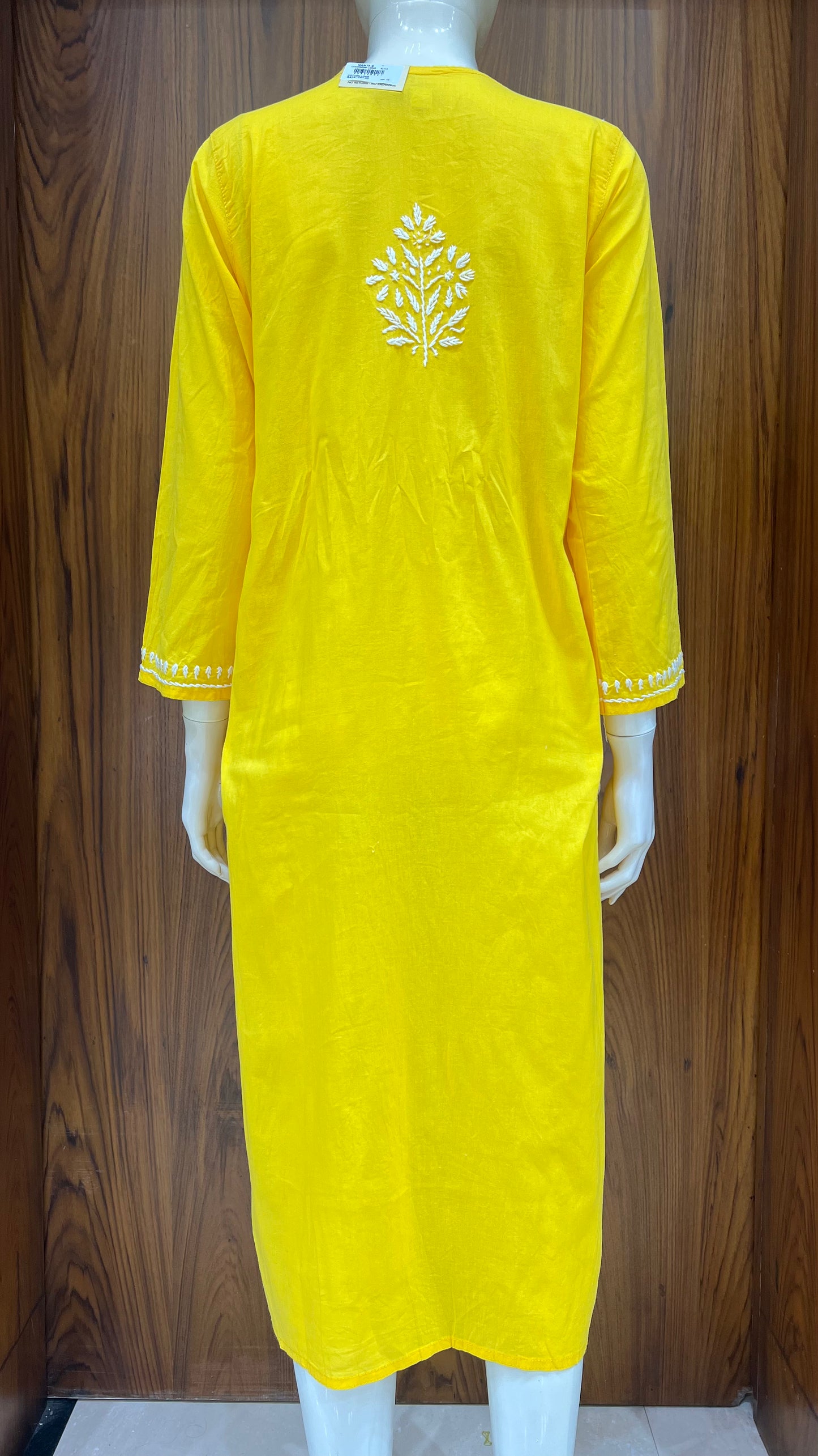 "Marigold Glow" - Hand-Embroidered Yellow Chikankari Kurti