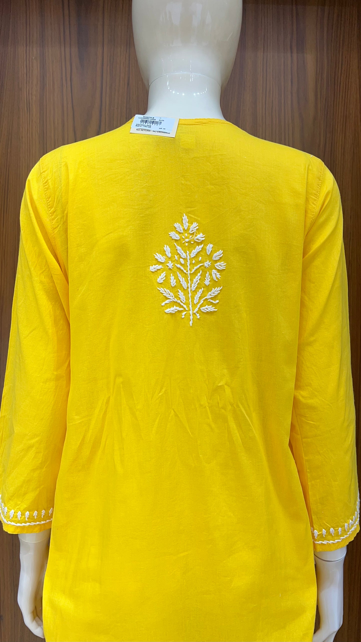 "Marigold Glow" - Hand-Embroidered Yellow Chikankari Kurti