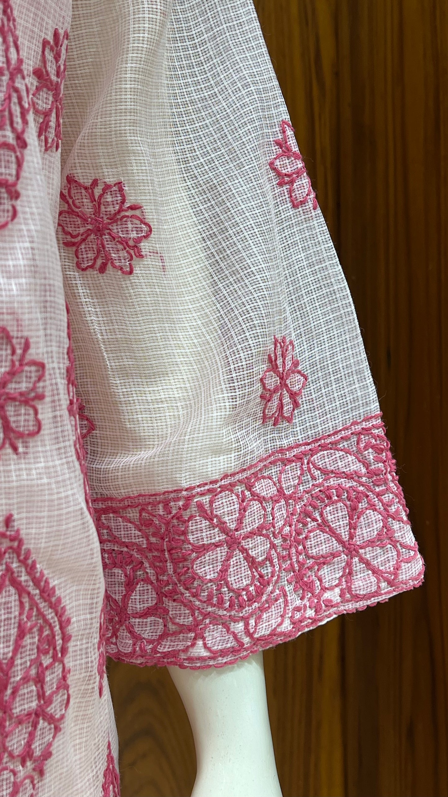 "Gulabi Paisley" - Rani Pink Embroidered Kota Kurti