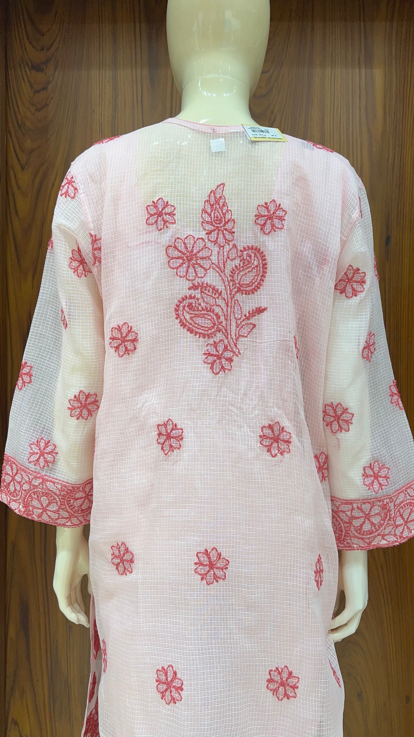 "Gulabi Paisley" - Rani Pink Embroidered Kota Kurti