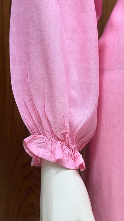 Baby Pink Shirt-Style Embroidered Kurta