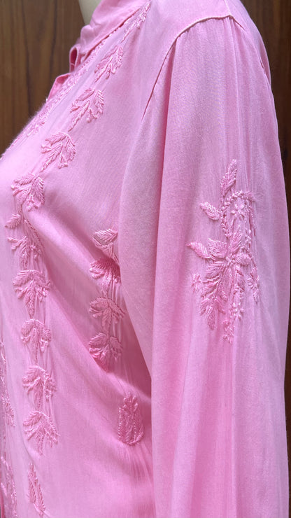 Baby Pink Shirt-Style Embroidered Kurta