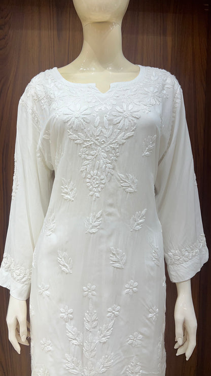 Off-White Self-Embroidered Co-ord Set with Floral Detailing