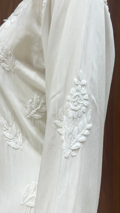 Off-White Self-Embroidered Co-ord Set with Floral Detailing