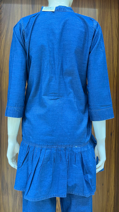 "Denim Dandelion" - Embroidered Denim Peplum Co-ord Set