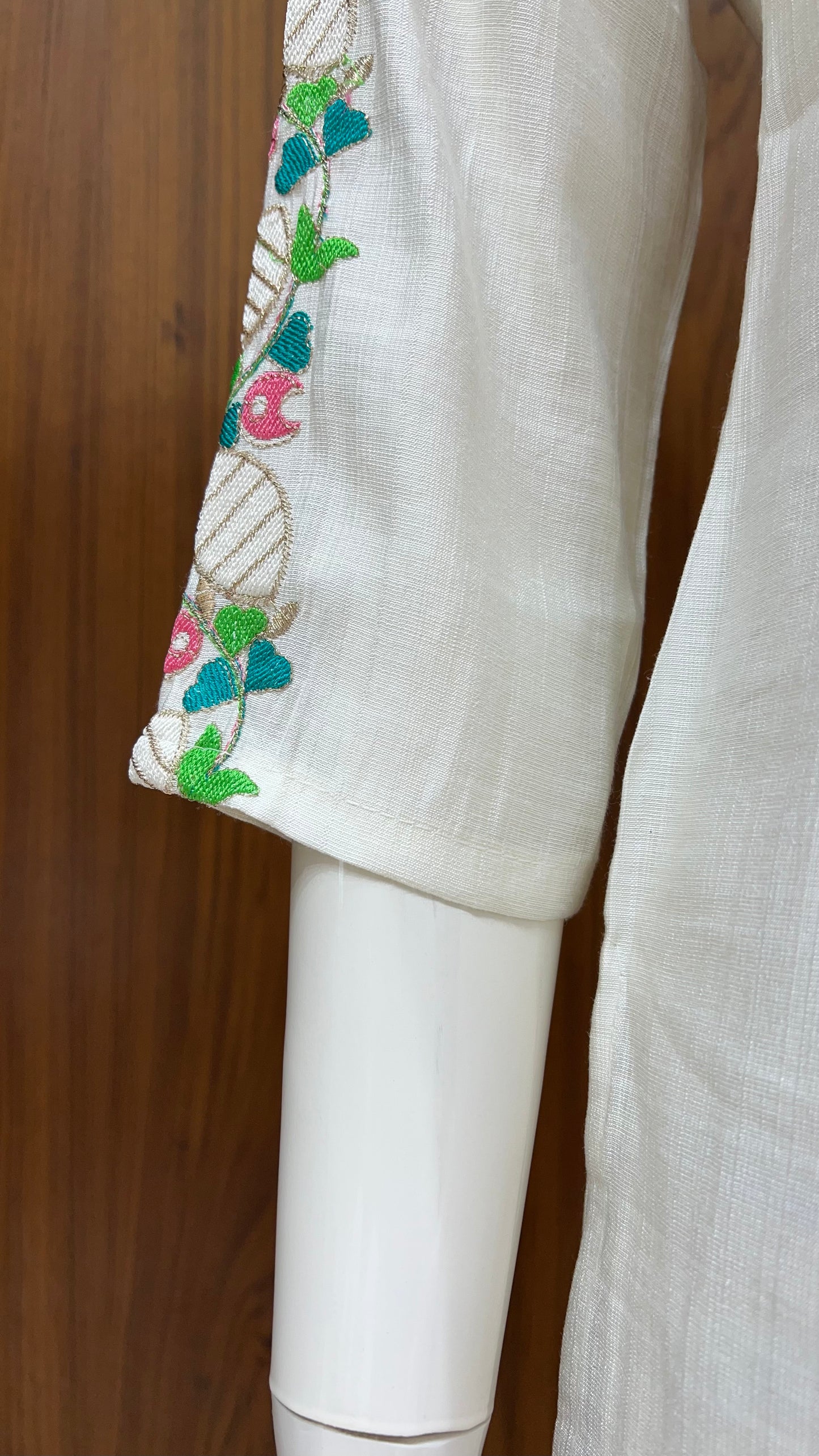 "Ivory Bloom" - Floral Embroidered Linen Co-ord Set