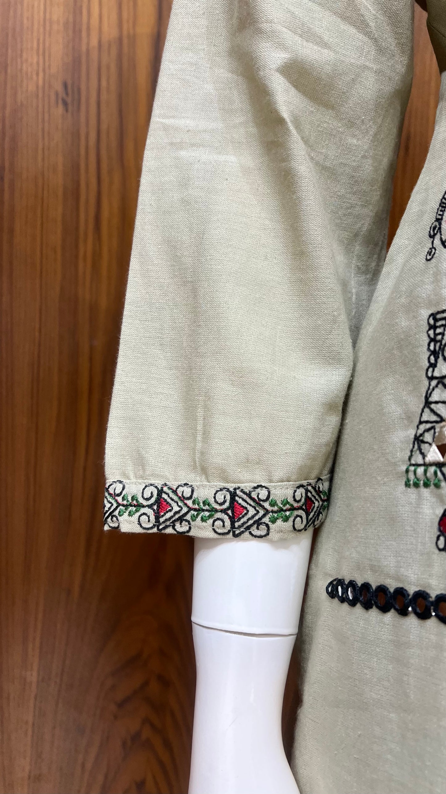 "Tribal Lore" - Folk Art Embroidered Khadi Cord Set