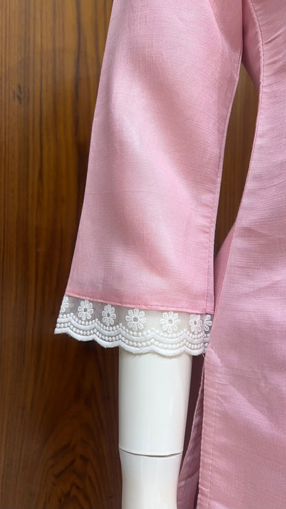 "Rose Petal" - Elegant Pink Embroidered Cord Set