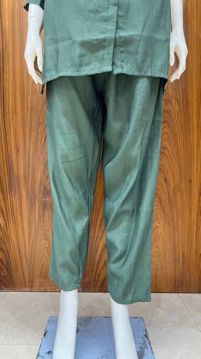 "Urban Bloom" - Teal Green Applique & Beaded Co-ord Set