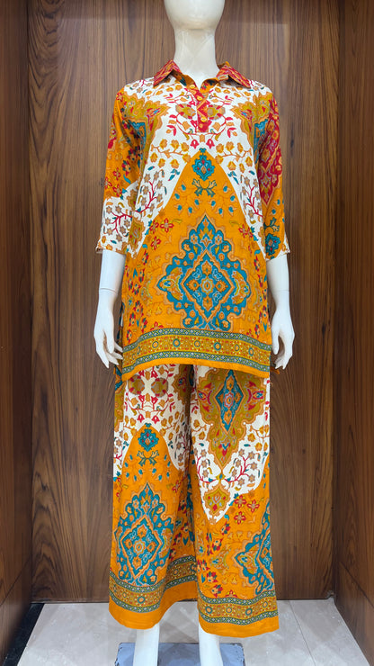 "Marigold Medallion" - Traditional Printed Cord Set