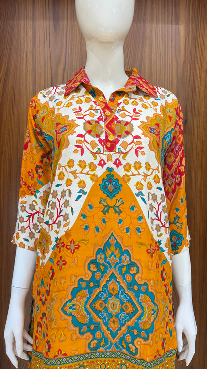 "Marigold Medallion" - Traditional Printed Cord Set