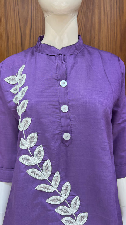 "Violet Vine" - Asymmetrical Embroidered Co-ord Set