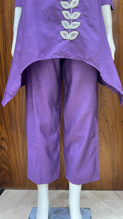 "Violet Vine" - Asymmetrical Embroidered Co-ord Set