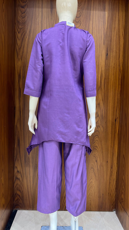 "Violet Vine" - Asymmetrical Embroidered Co-ord Set