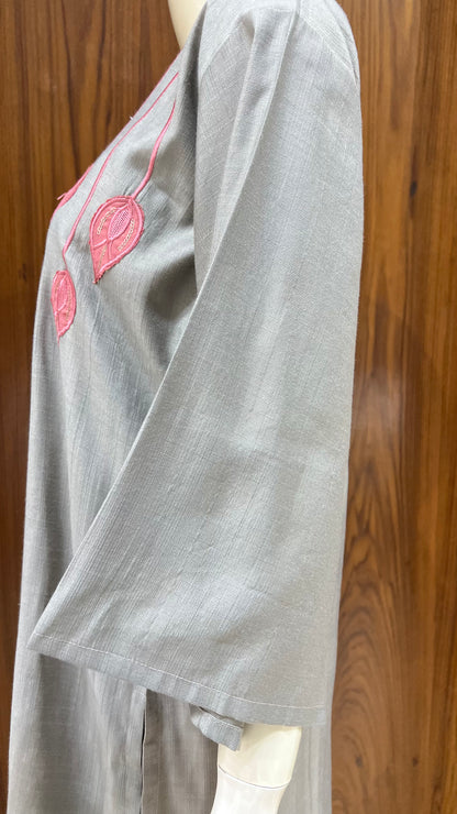 "Serene Lotus" - Grey & Pink Embroidered Co-ord Set