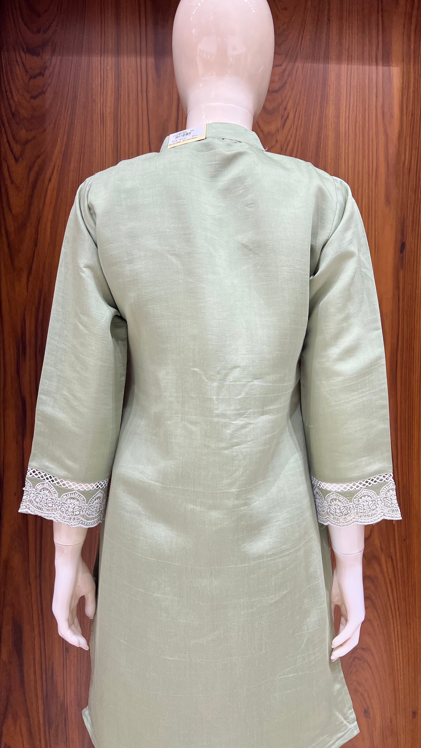 "Elegant Sage" - Chanderi Silk Cord Set with Cutwork Embroidery