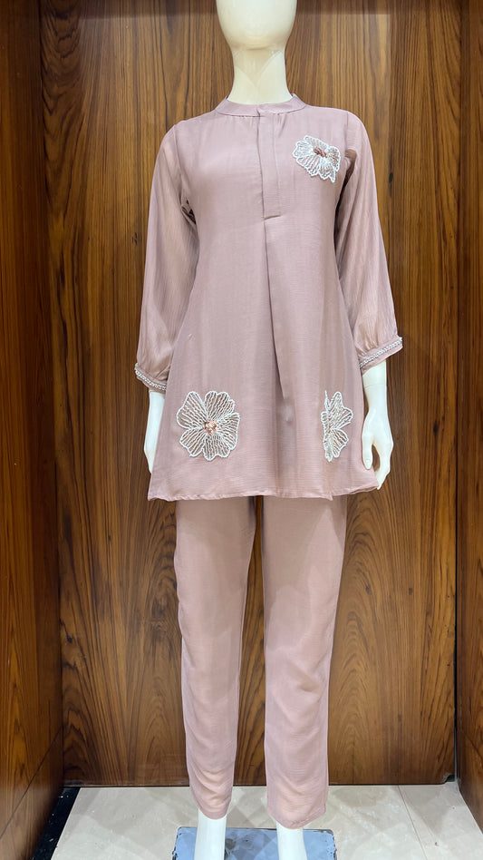 "Mauve Mist" - Beaded Floral Co-ord Set