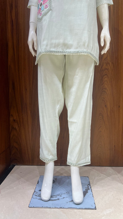 "Mint Mirage" - Mirror Work & Tassel Embellished Cord Set