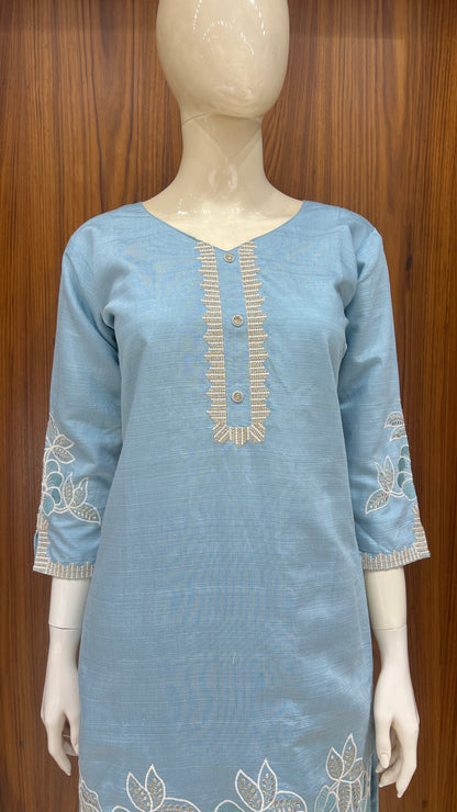 "Serene Sky" - Floral Cutwork Co-ord Set