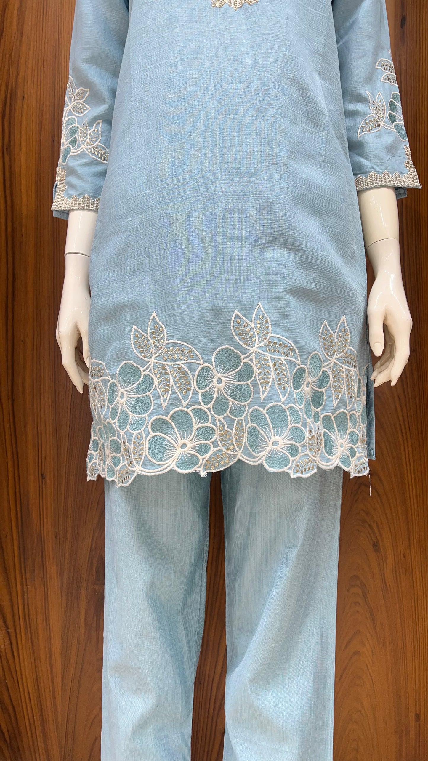 "Serene Sky" - Floral Cutwork Co-ord Set