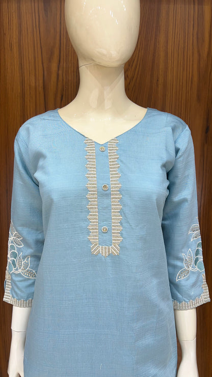 "Serene Sky" - Floral Cutwork Co-ord Set