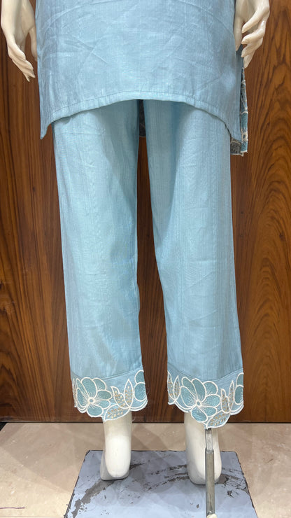 "Serene Sky" - Floral Cutwork Co-ord Set