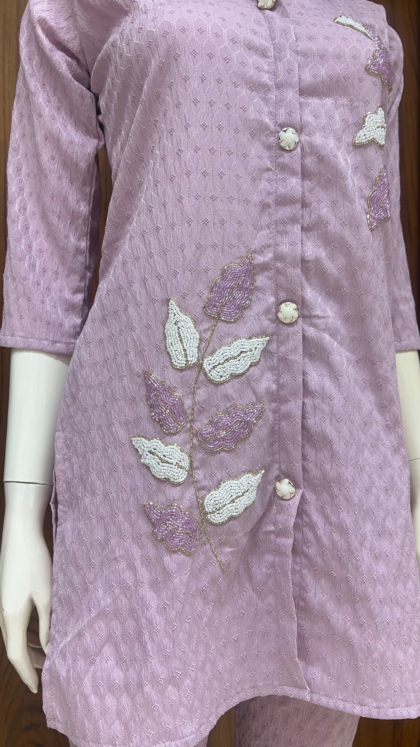 "Lilac Leaf" - Textured & Embroidered Co-ord Set