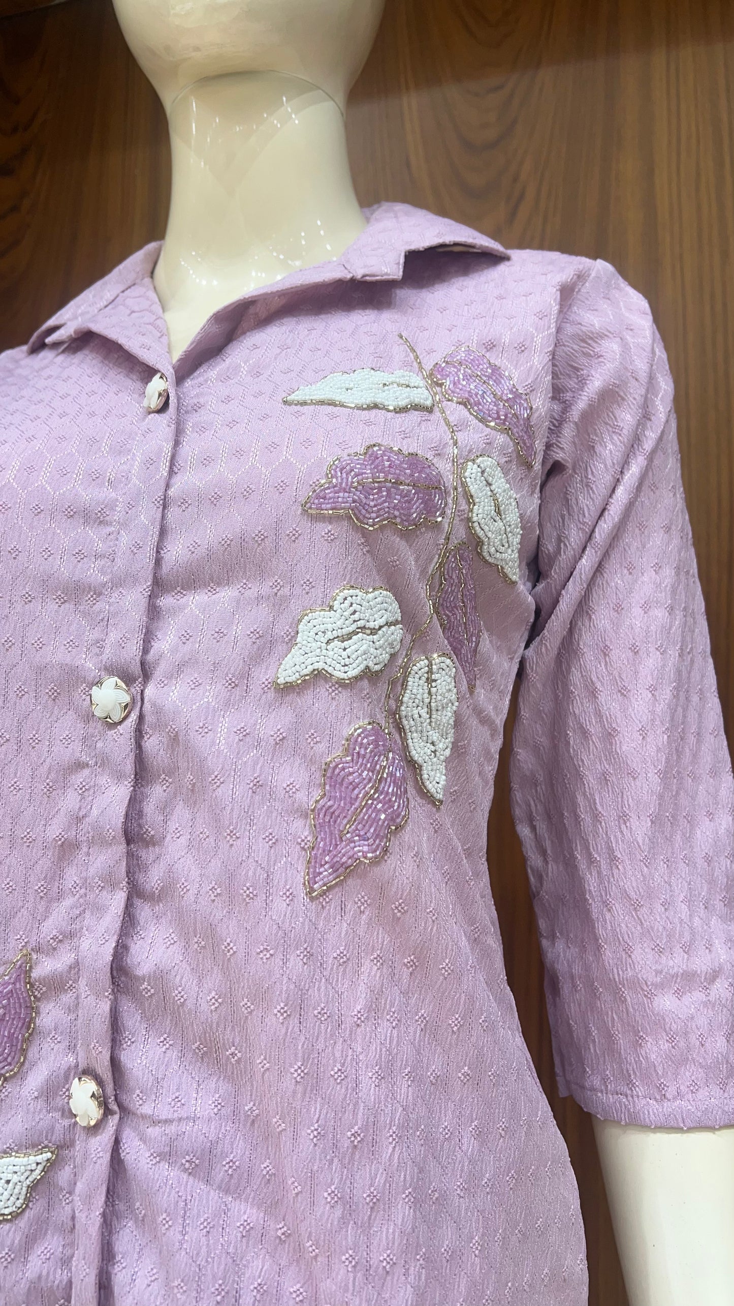 "Lilac Leaf" - Textured & Embroidered Co-ord Set