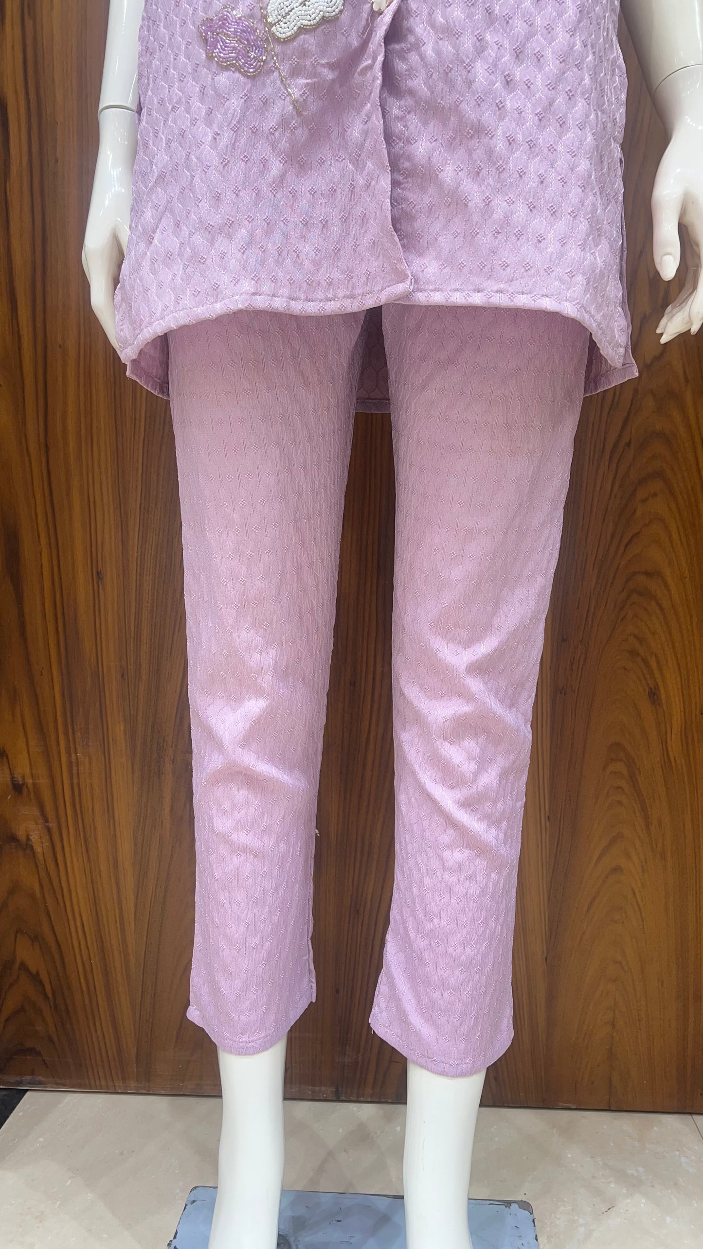 "Lilac Leaf" - Textured & Embroidered Co-ord Set