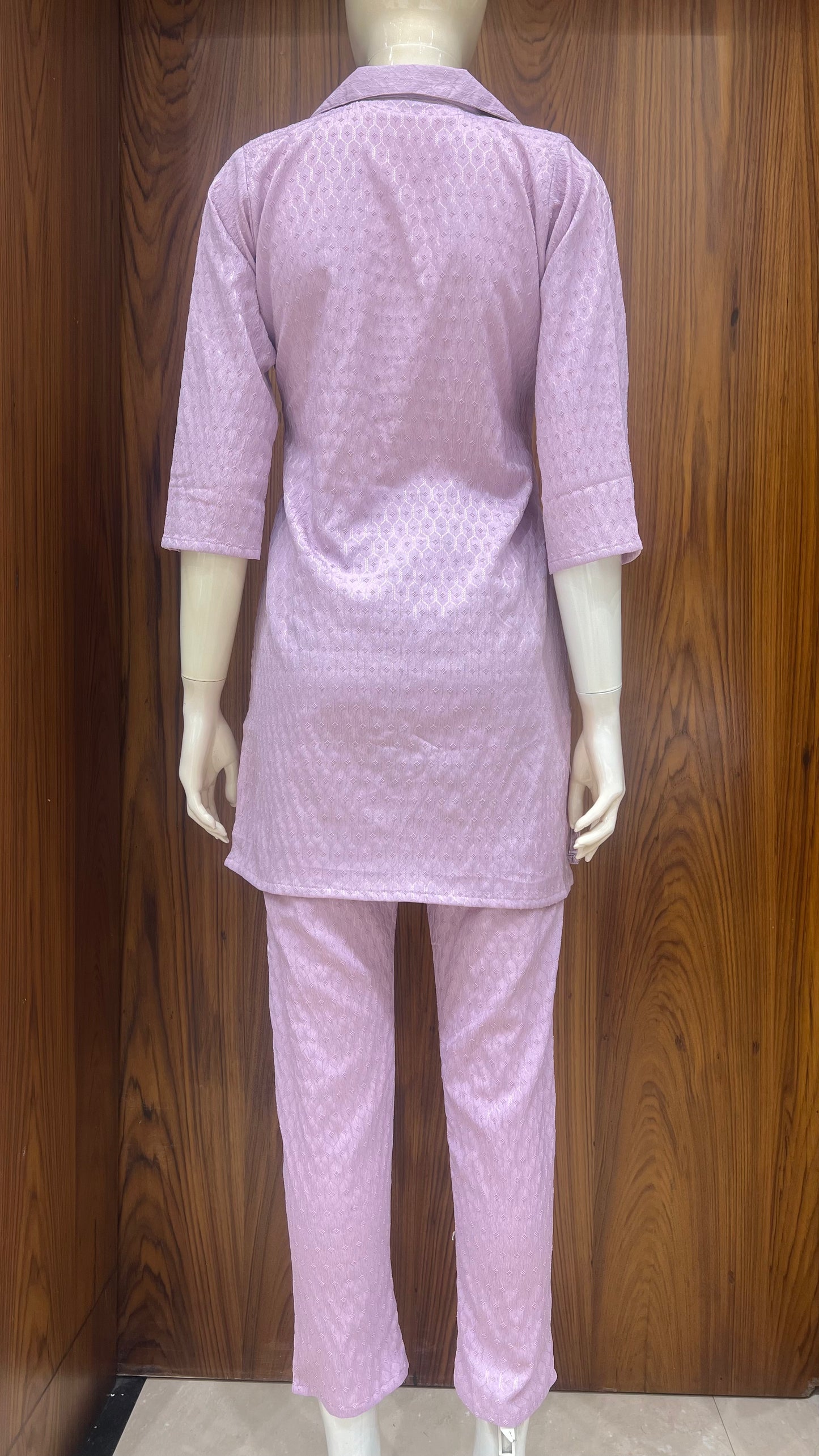 "Lilac Leaf" - Textured & Embroidered Co-ord Set