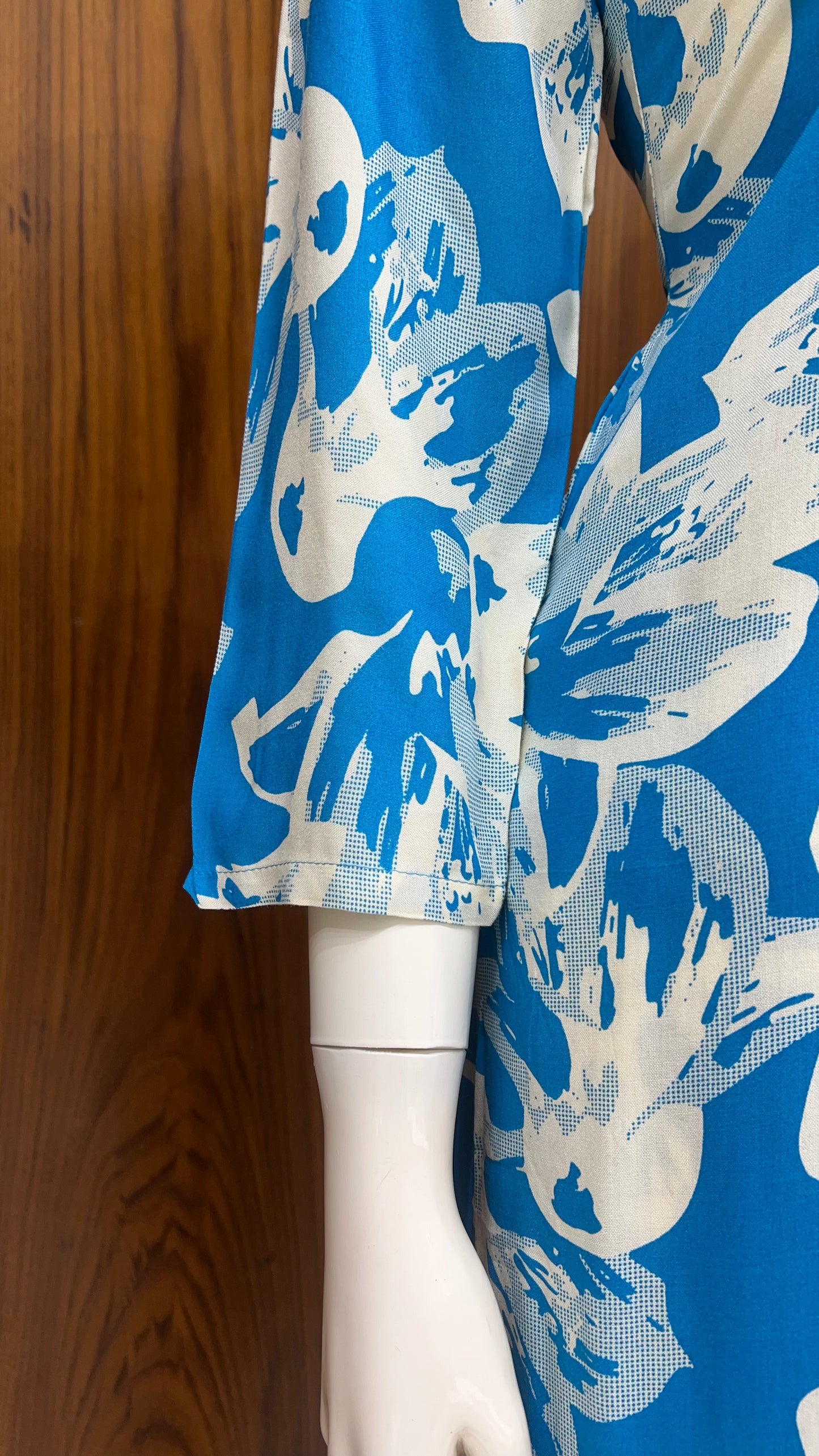 "Azure Brushstrokes" - Printed Long kurti