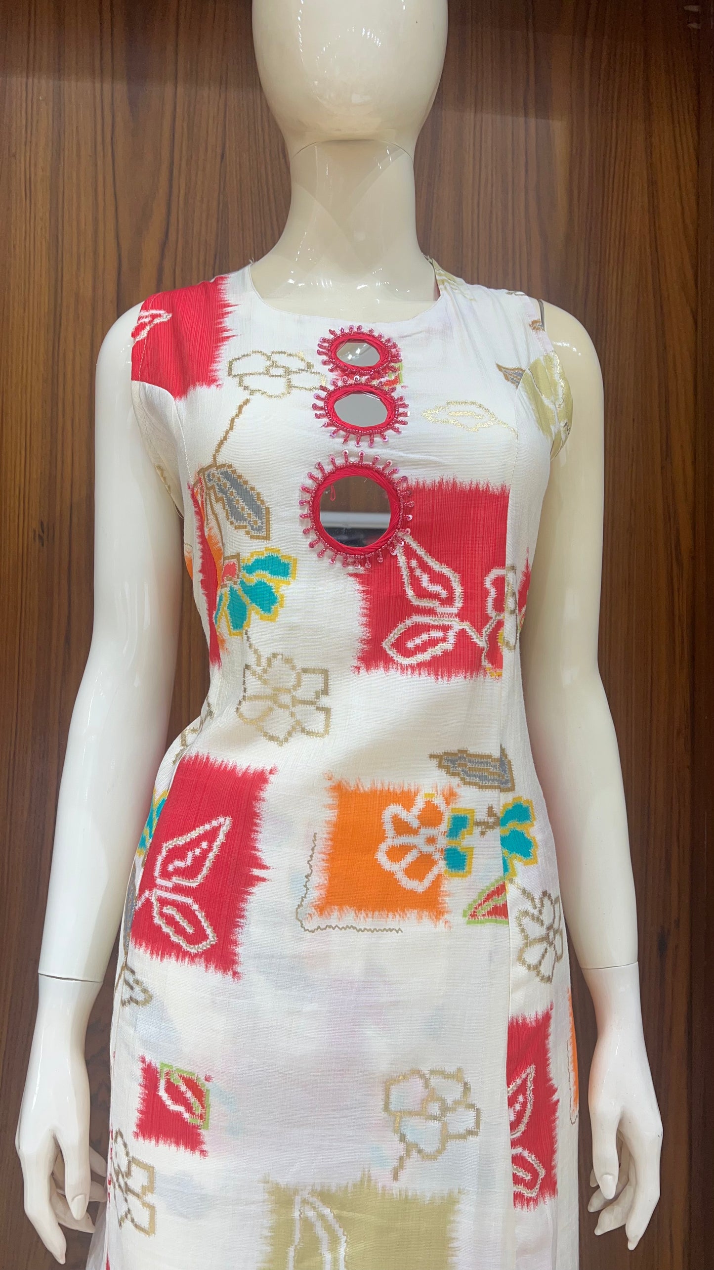 "Rangoli Hues" - Bandhani Print & Mirror Work two piece suits